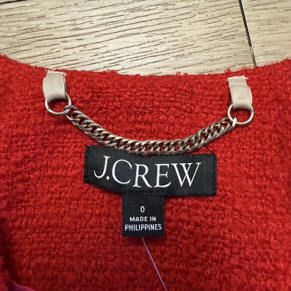 J. Crew V-Neck Lady Jacket in Maritime Tweed Festival Red NWT Size 0 BV211 - Picture 9 of 14